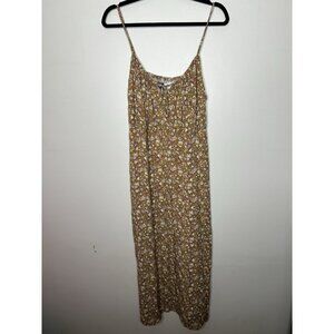 Old Navy Cami Maxi Swing Dress Brown Floral Boho Sleeveless Size Large